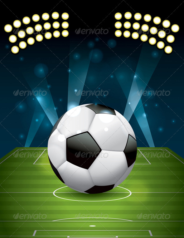 Vector Football - Soccer Ball on Field - Sports/Activity Conceptual