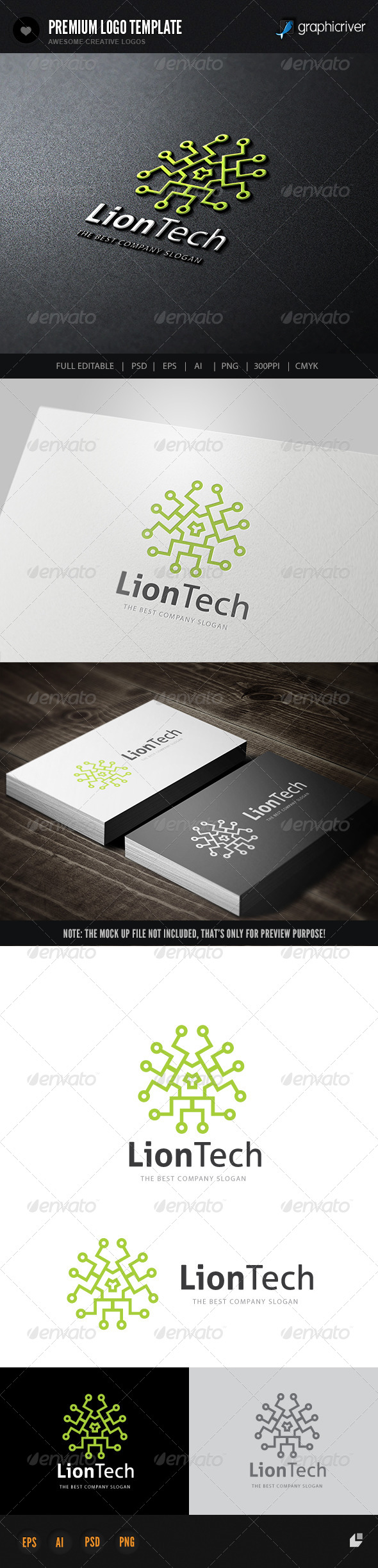 Lion Tech - Animals Logo Templates