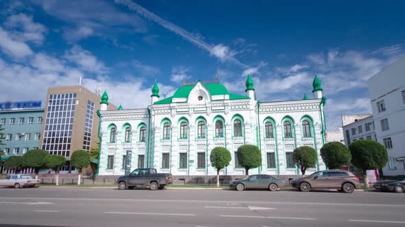 Beautiful 18Th Century Building in the Center of Uralsk Timelapse Hyperlapse. Western Kazakhstan alt