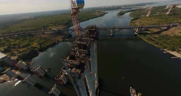Drone View of Contemporary Bridge Nuder Construction alt