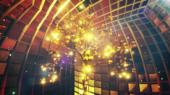 Magic Gold Glowing Tree Vj Background 4k 