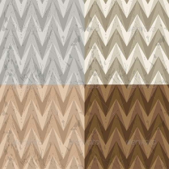 Set of Four Seamless Color Retro Vector Background - Patterns Decorative