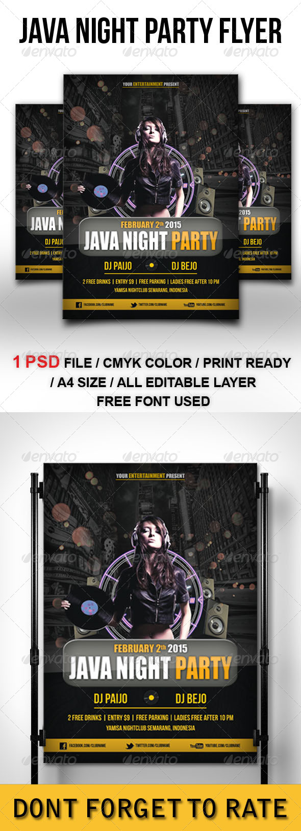 Java Night Party Flyer Template - Clubs & Parties Events