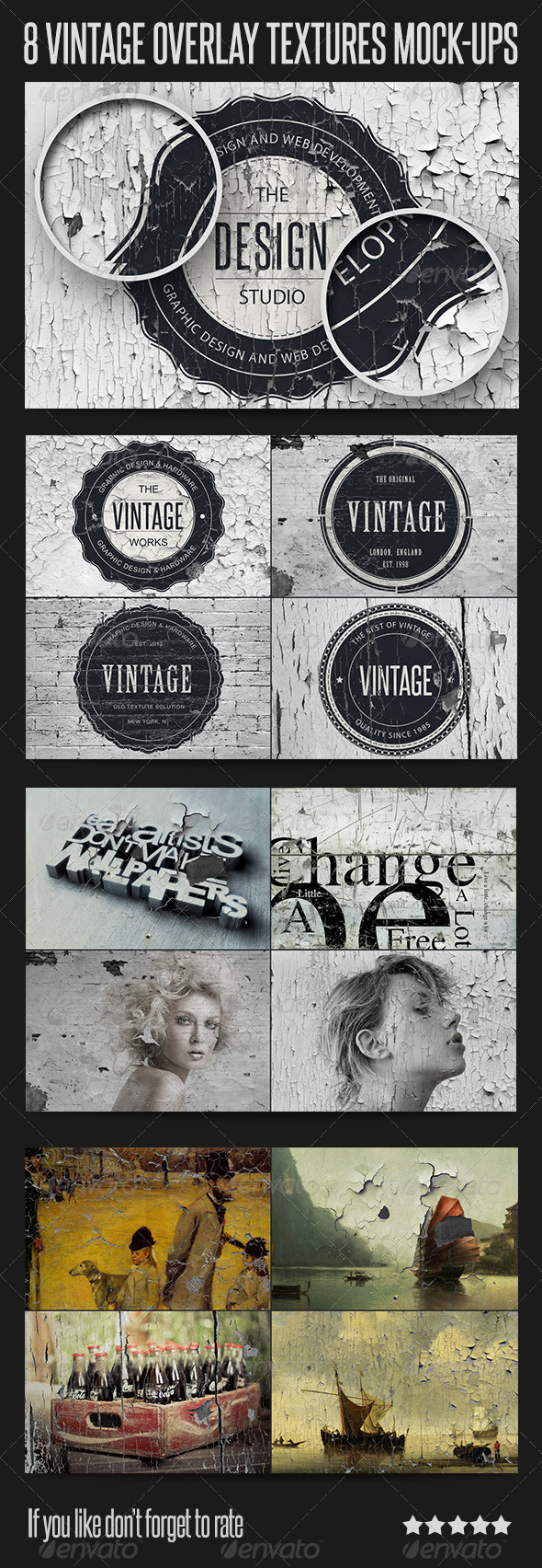 8 Vintage Overlay Textures Mock-Up - Logo Product Mock-Ups
