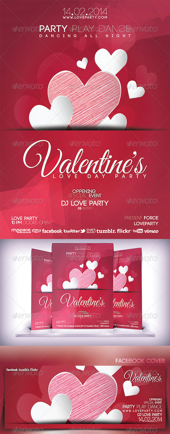 Valentines Day Party Flyer - Flyers Print Templates