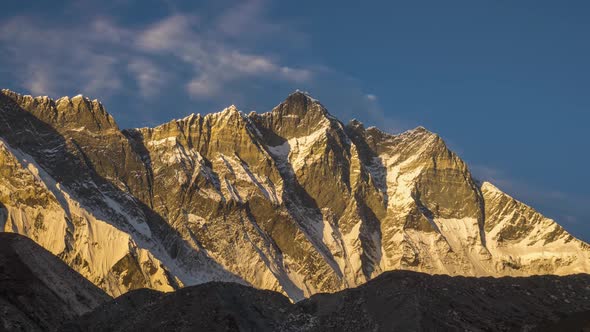 Lhotse South Face at Sunset. Himalaya, Nepal alt