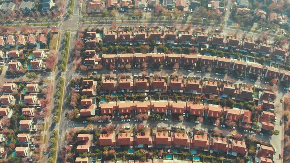 satellite static shot of california suburbs on a foggy day-4K alt