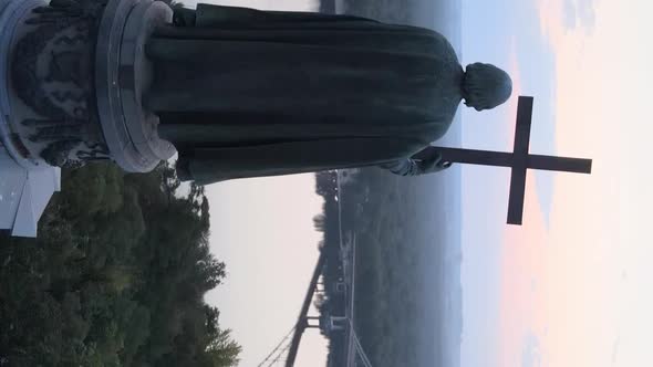 Vertical Video  Monument To Vladimir the Great at Dawn in the Morning alt