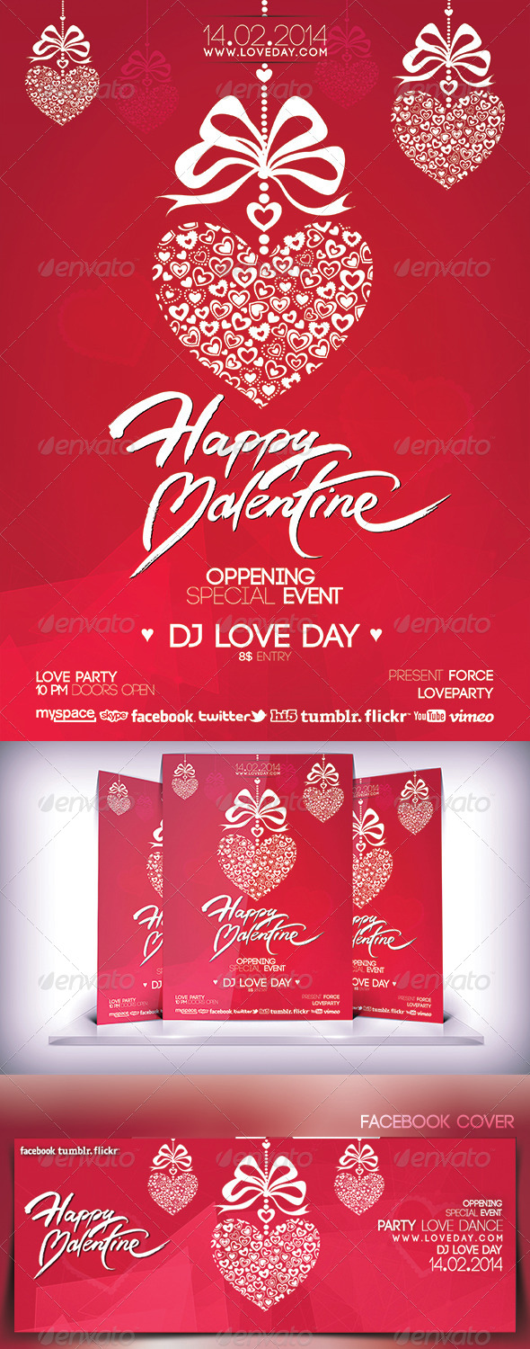 Valentines Day Music Party Flyer - Events Flyers