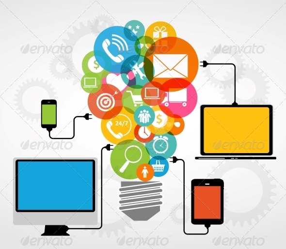 Cloud Computing Concept on Electronic Devices - Computers Technology