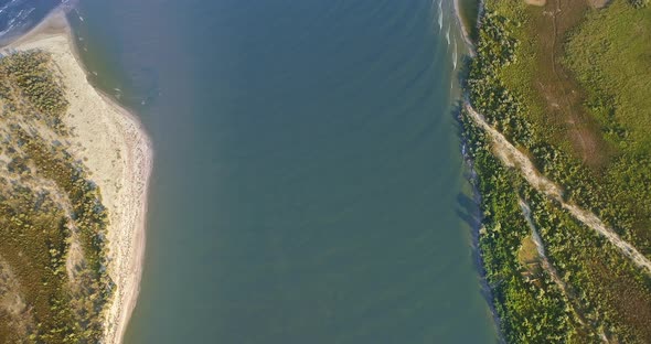Aerial View of Danube River Mouth Flowing into the Black Sea alt