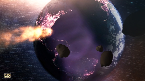 Earth Colliding with Asteroids