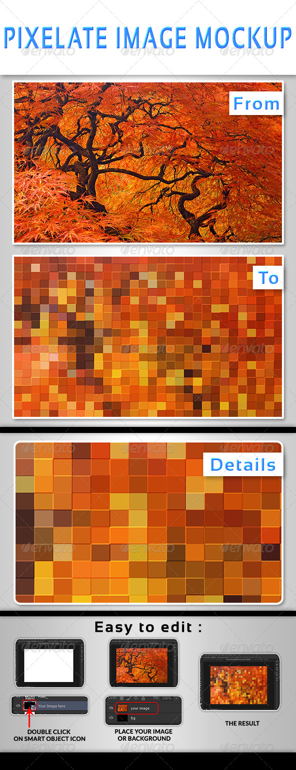 Pixelate Image Mockup - Photo Templates Graphics