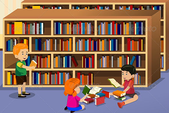 Kids Reading a Book - People Characters