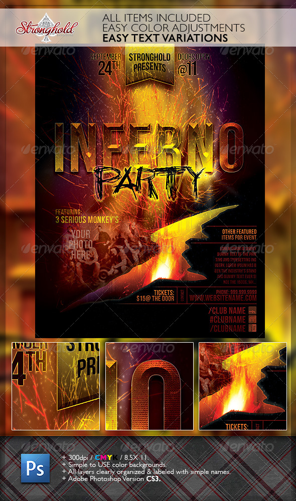 Inferno Party Club Event Flyer Template - Clubs & Parties Events