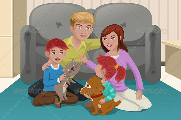 Family with Pets - People Characters