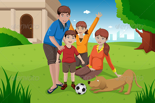Family with Pets - People Characters