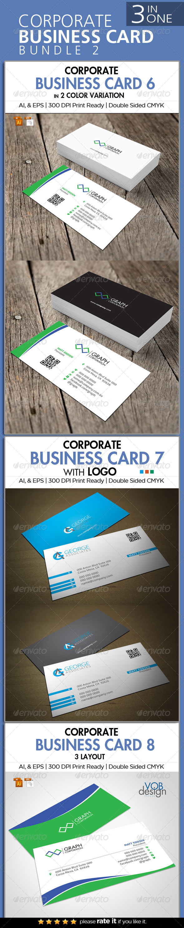 3 in One Busienss Card Bundle 2 - Business Cards Print Templates