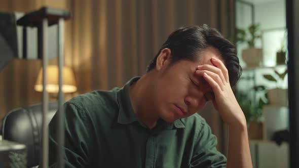 Close Up Frustrated Asian Man Working On Personal Computer And 3D Printer alt