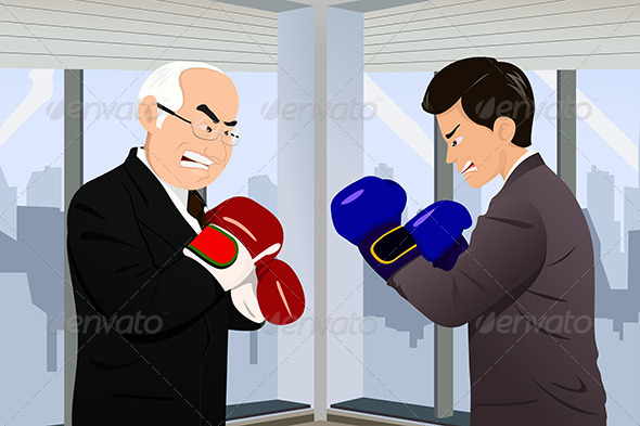 Business Concept of Two Businessmen Fighting - Concepts Business