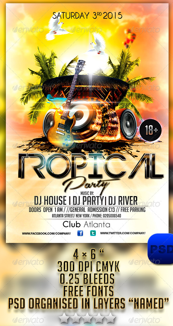 Tropical Party Flyer Template - Events Flyers