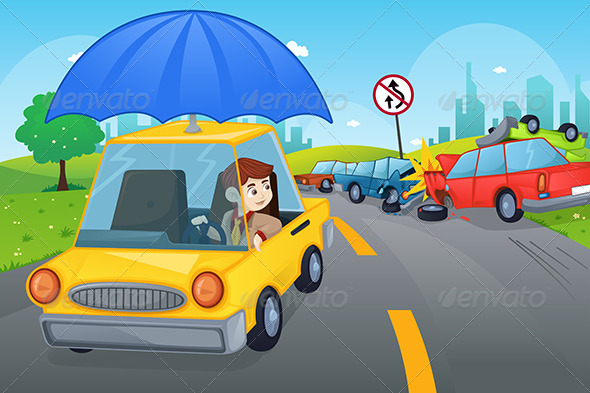 Car Insurance Concept - Conceptual Vectors