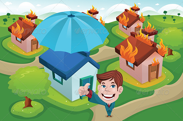 House Insurance Concept - Conceptual Vectors