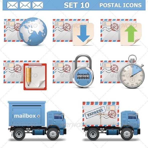 Vector Postal Icons Set 10 - Industries Business