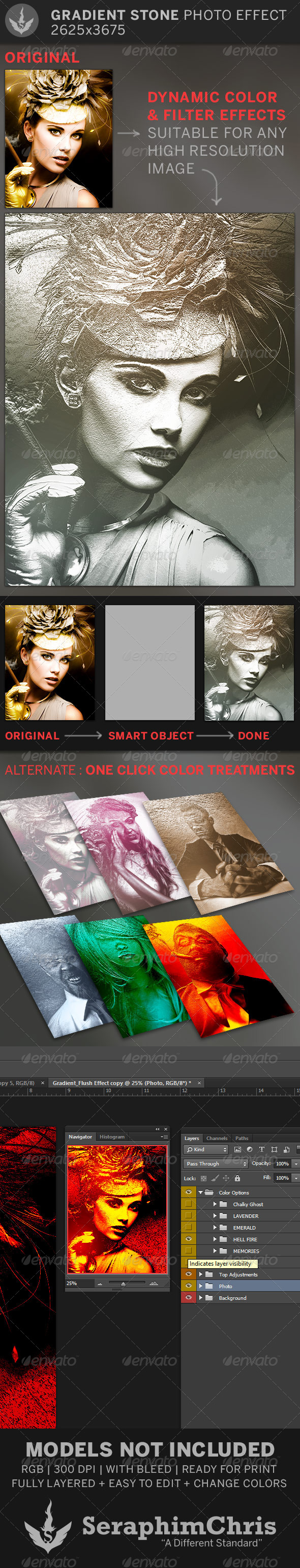 Gradient Stone Photo Effect Template - Artistic Photo Templates