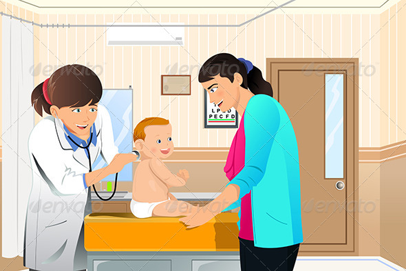 Doctor Examining a Baby - Health/Medicine Conceptual