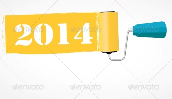 Paint Roll 2014 New Year Background - New Year Seasons/Holidays