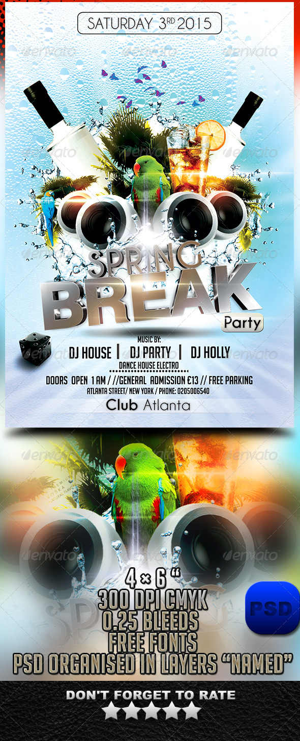Hot Spring Break Flyer Template - Events Flyers