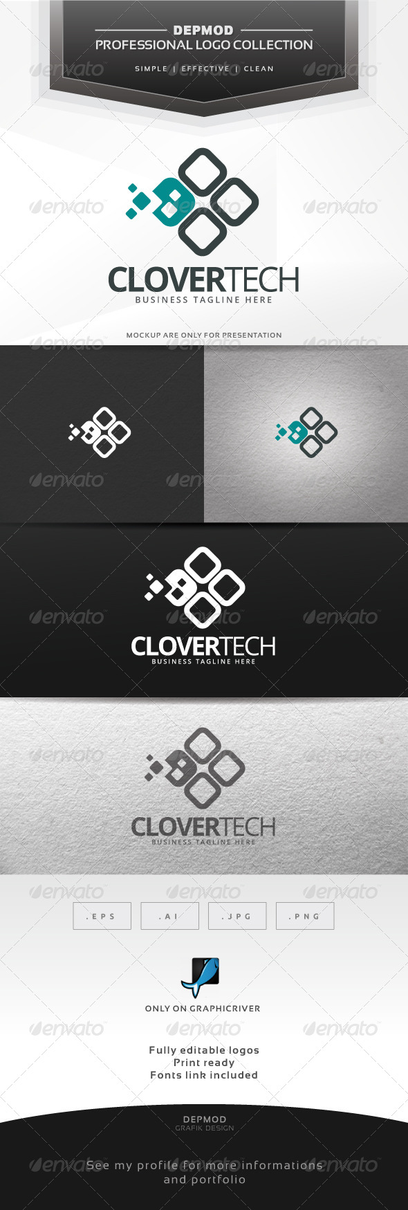 Clover Tech Logo - Abstract Logo Templates