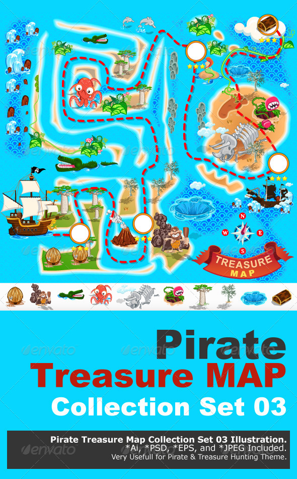 Pirate Treasure Map - Monsters Characters
