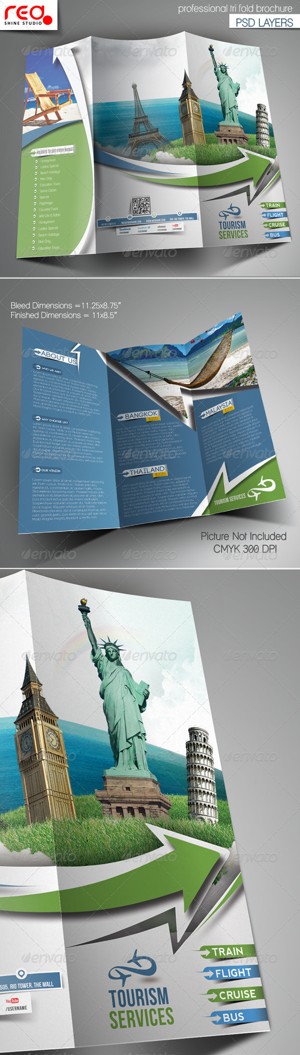 Travel Tours Trifold Brochure Template - Corporate Brochures