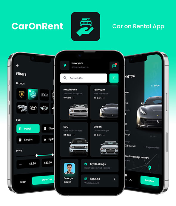 Mobil Rent 2 App Template | Rental Car Booking App | Self Driving Rental Car ...