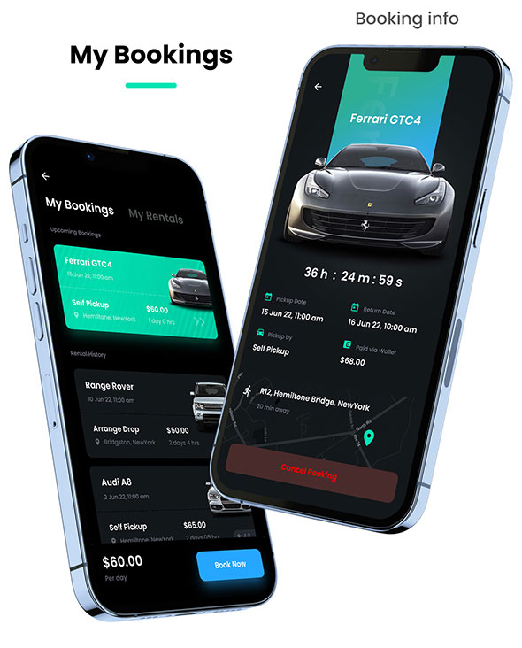 2 App Template | Rental Car Booking App | Self Driving Rental Car ...