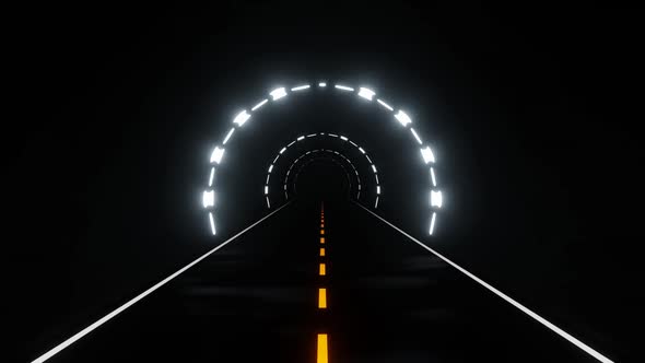 Tunnel Road with white lights