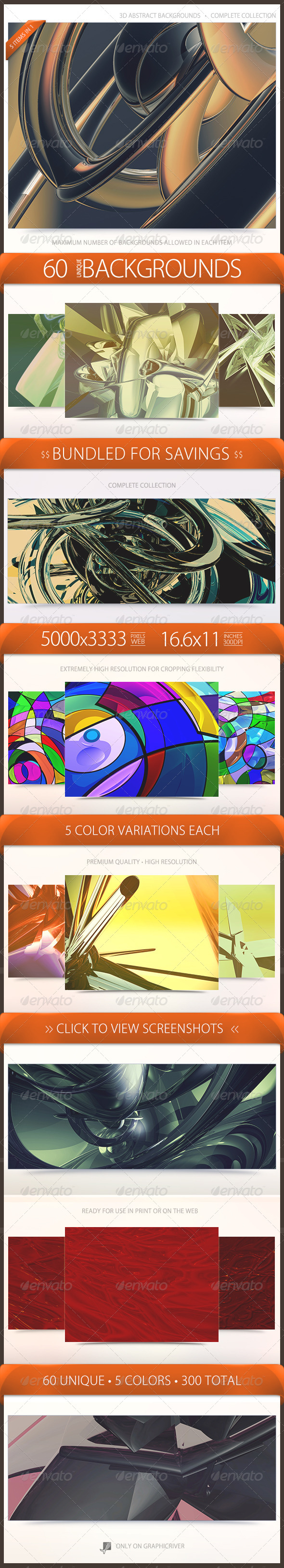3D Abstract / Retro Sci-Fi Backgrounds Bundle - 3D Backgrounds