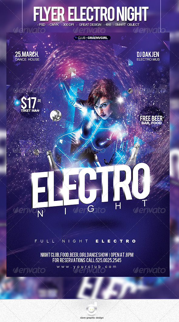 Flyer Electro Night Party - Clubs & Parties Events
