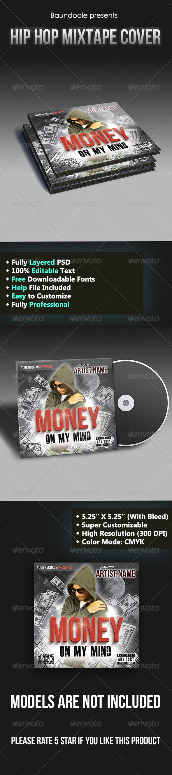 Hip Hop Mixtape Cover Template - CD & DVD Artwork Print Templates