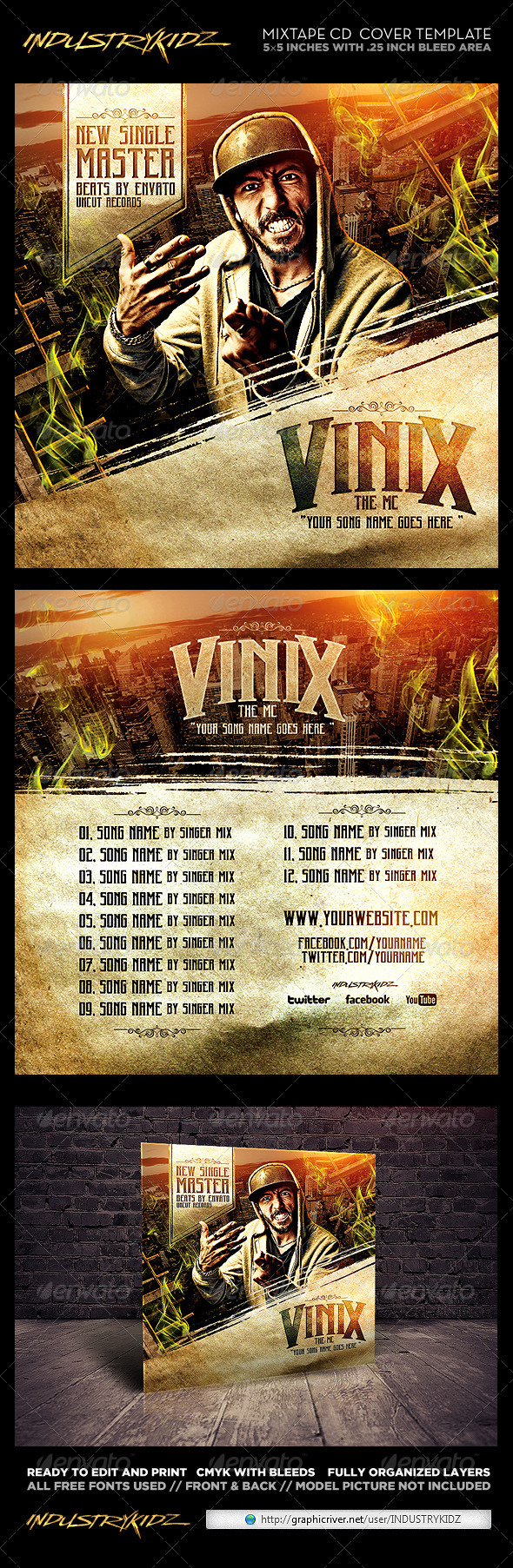 Mixtape Cover Template - CD & DVD Artwork Print Templates