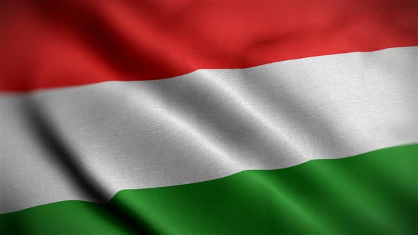 Hungary Flag Closeup Blowing In Wind alt