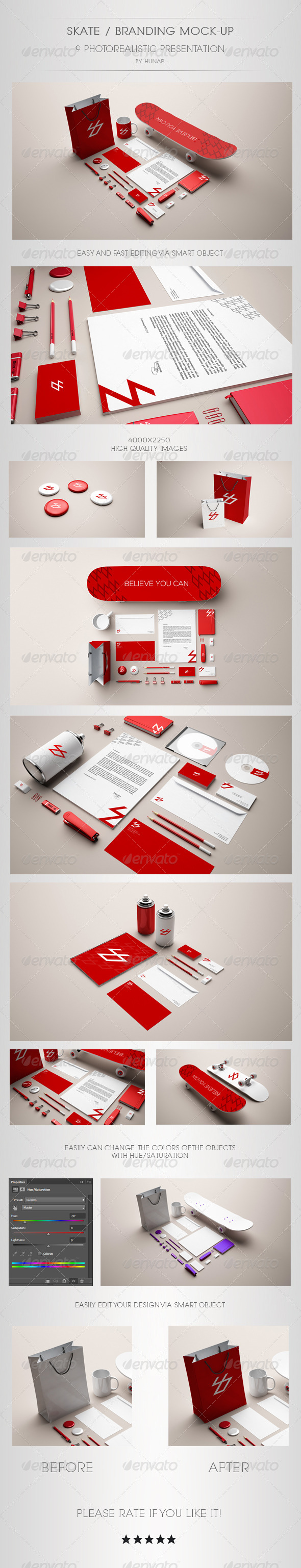 Skate Stationery Branding Mock Up - Stationery Print