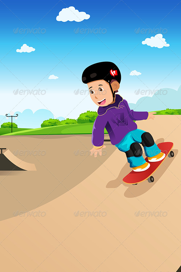 Kids Playing Skateboard - Sports/Activity Conceptual