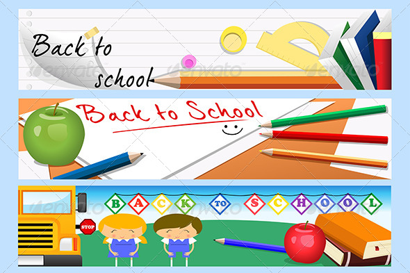 Back To School Banners - Decorative Vectors