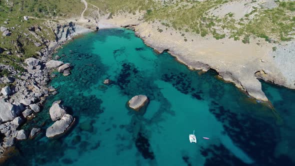 Flight Over Beautiful Seashore at Mallorca