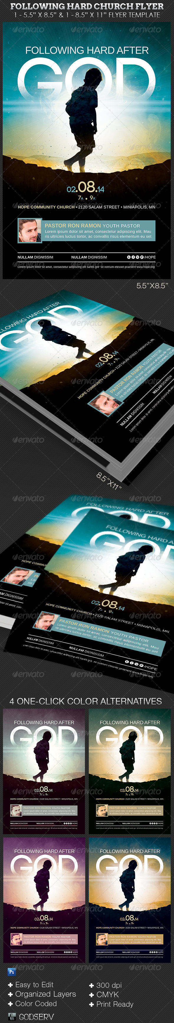Following Hard Church Flyer Template - Church Flyers