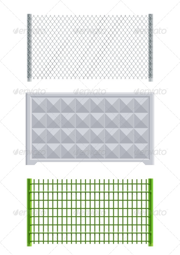 Meallic Net and Concrete Fence - Man-made Objects Objects