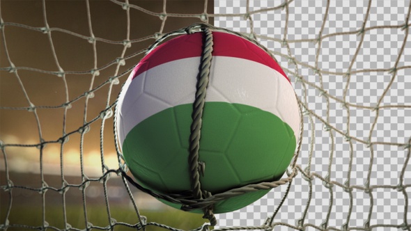 Soccer Ball Scoring Goal Night Frontal - Hungary